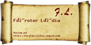 Fürster Lídia névjegykártya
